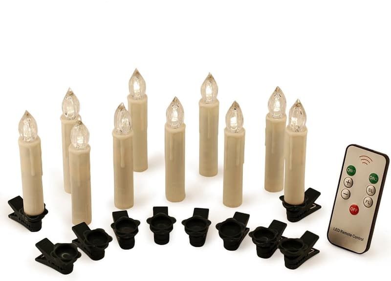 Flameless LED Taper Candles, Ivory, 10-Pack for Events