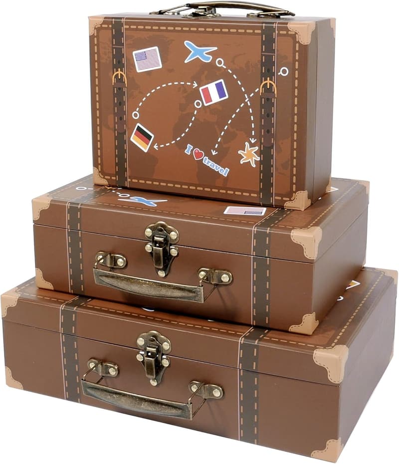 Travel-Style Decorative Suitcase Boxes Set for Events