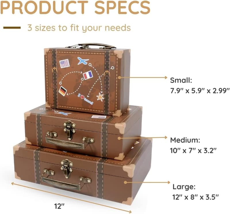 Travel-Style Decorative Suitcase Boxes Set for Events