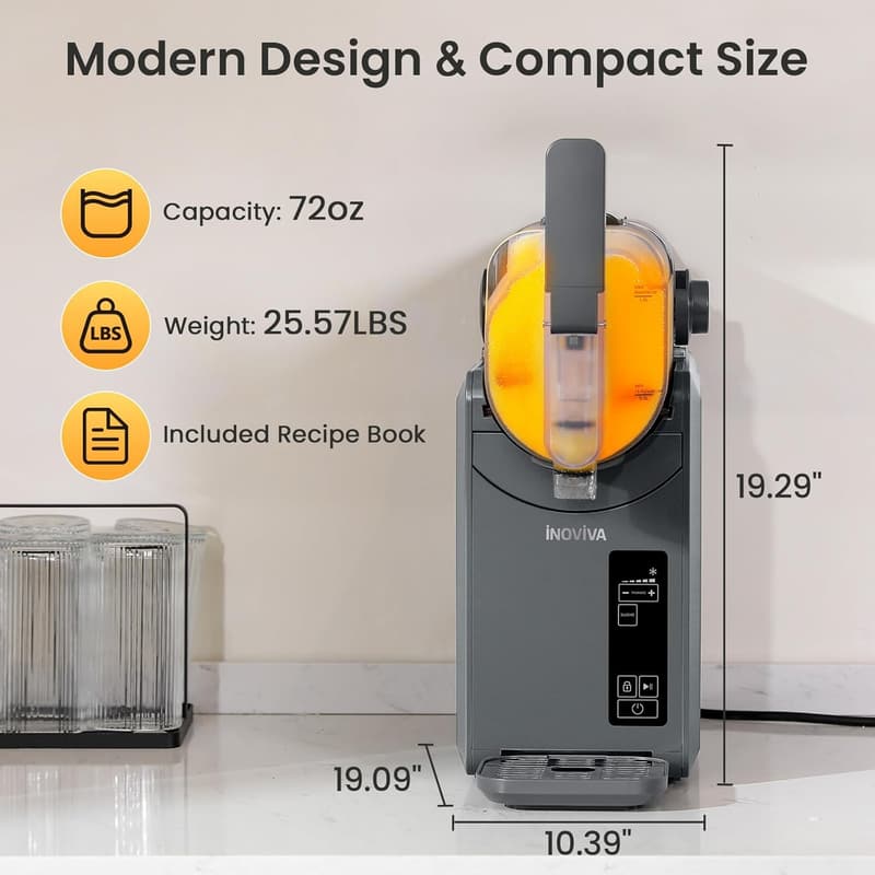 INOVIVA 72 oz Slushie Machine with Self-Cleaning & 5 Presets