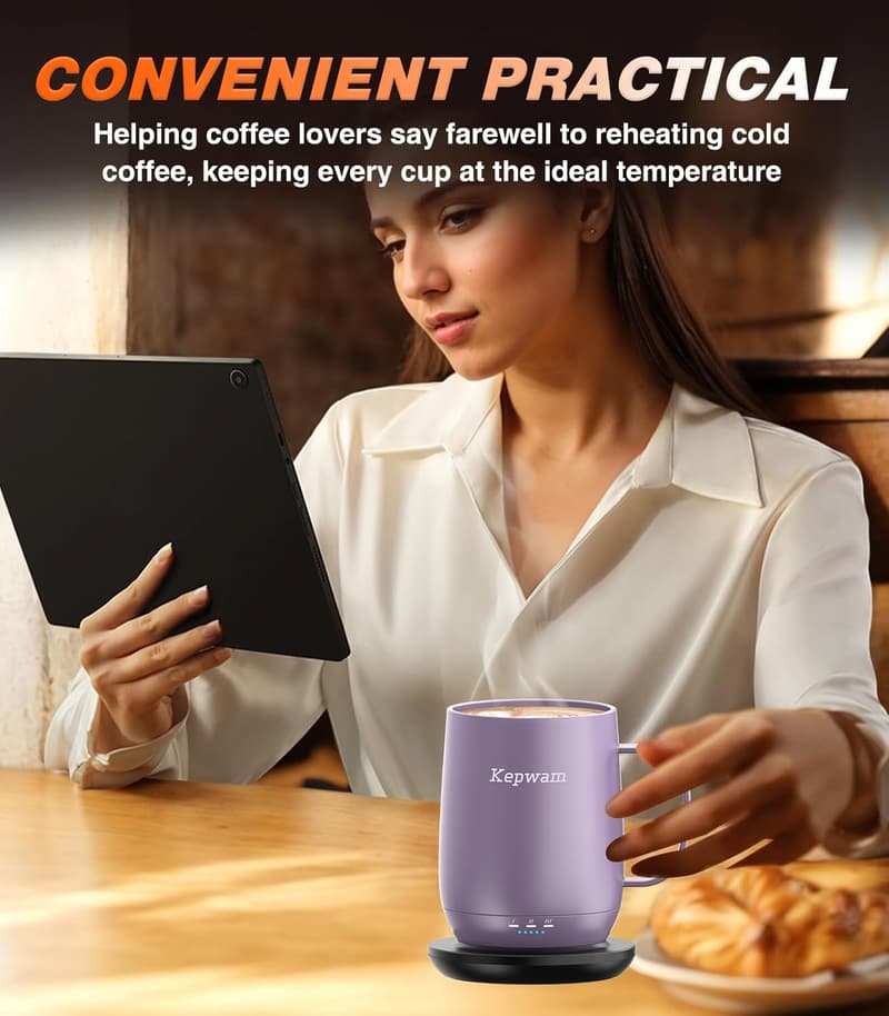 Smart Heated Coffee Mug - 16oz, Temperature Control, 150 Min Battery