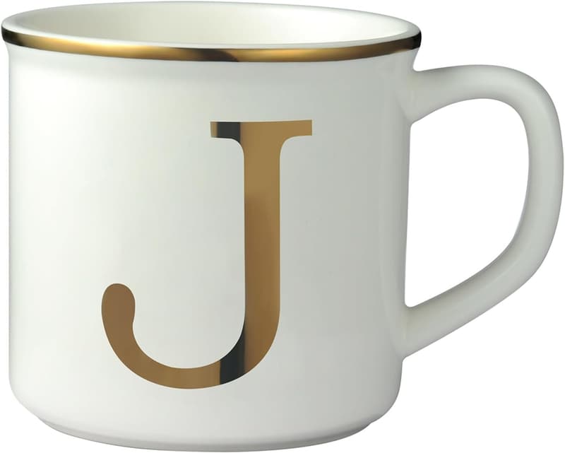 Personalized 16 oz Ceramic Mug with Golden Initial J