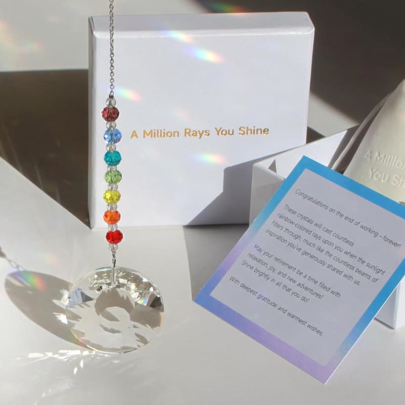 Happy Retirement Rainbow Maker Crystal Ornament