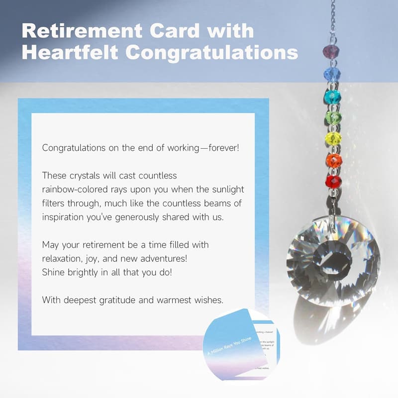 Happy Retirement Rainbow Maker Crystal Ornament