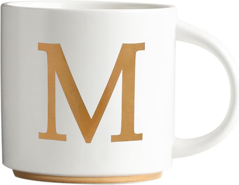 Monogrammed 15 oz Ceramic Mug with Gift Box (Letter M)