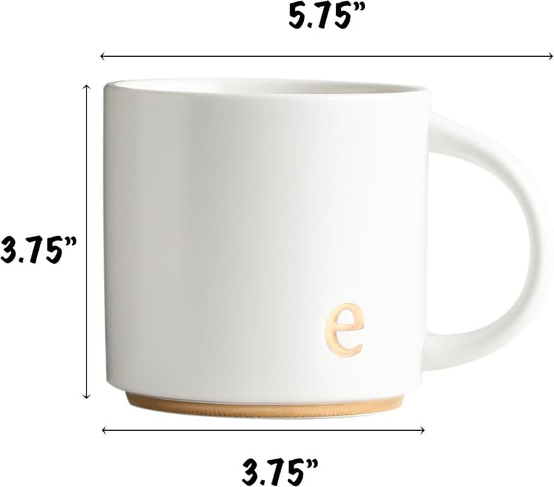 Personalized Monogram Ceramic Mug 15 oz - Gold Initial Coffee Cup