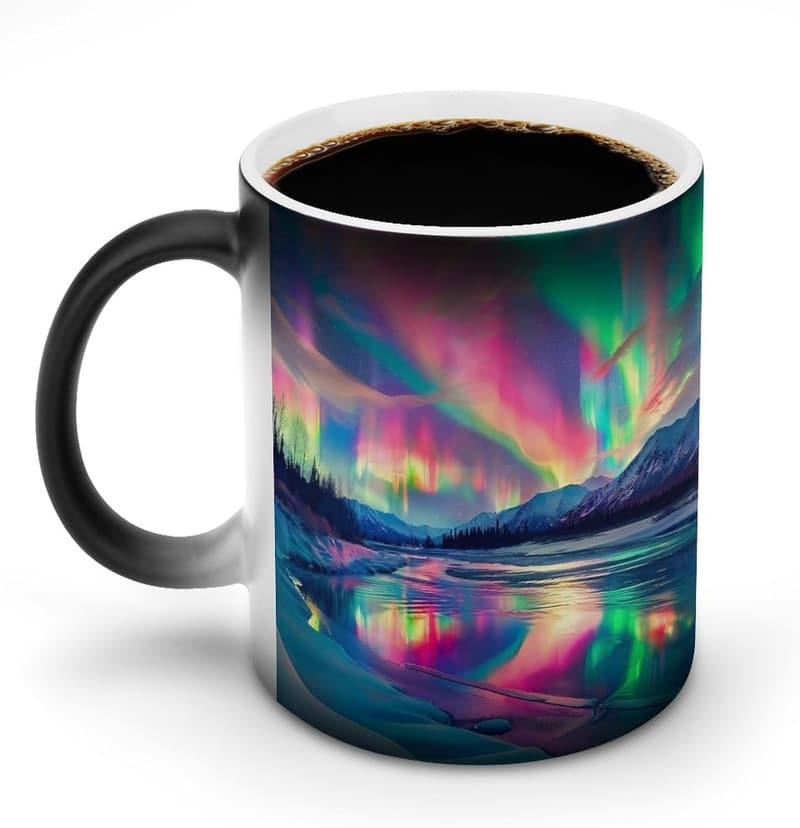 Color-Changing Northern Lights Porcelain Mug - 11 oz