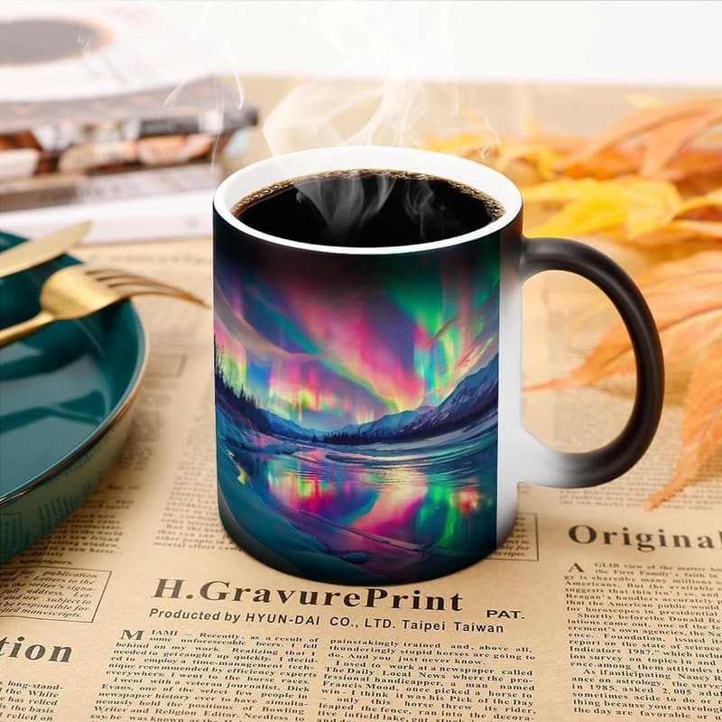 Color-Changing Northern Lights Porcelain Mug - 11 oz