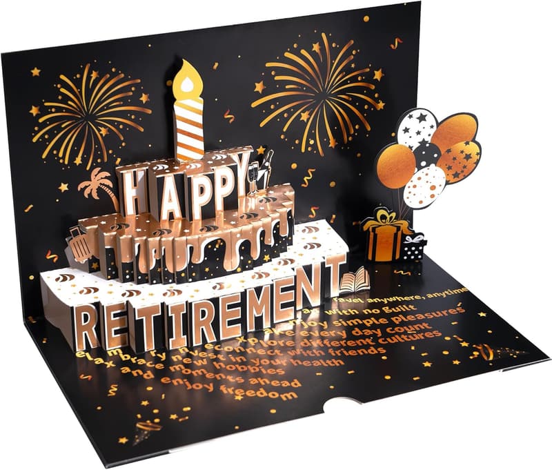 Happy Retirement 3D Pop-Up Card with Cake for Everyone