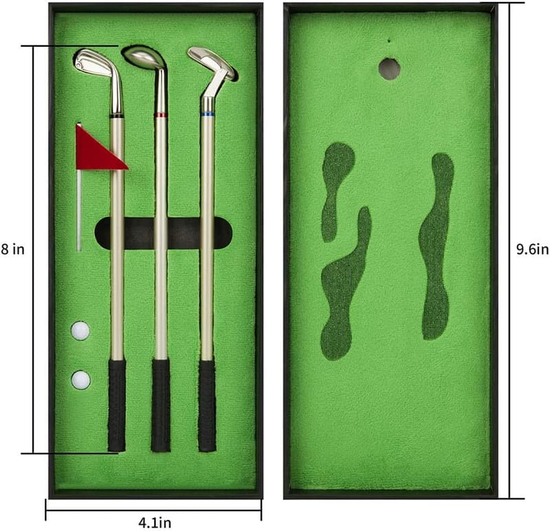 Golf Gift Set: Mini Desktop Pen with Putting Green & Clubs