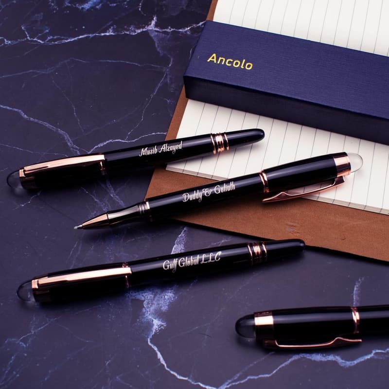 Personalized Executive Roller Pens - Custom Engraved Office Set