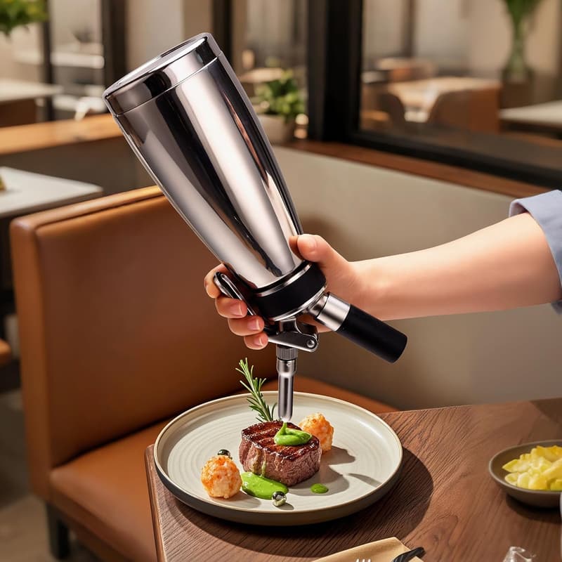 Stainless Steel Whipped Cream Dispenser with 5 Nozzles