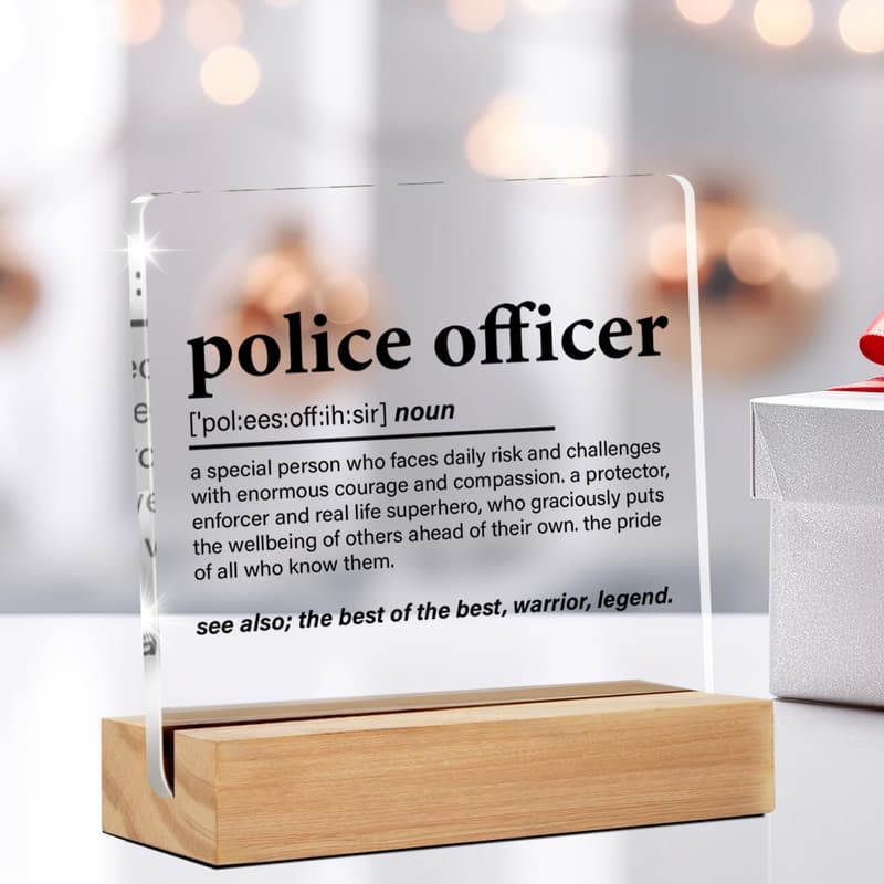 Police Officer Decorative Acrylic Desk Sign for Home/Office Decor