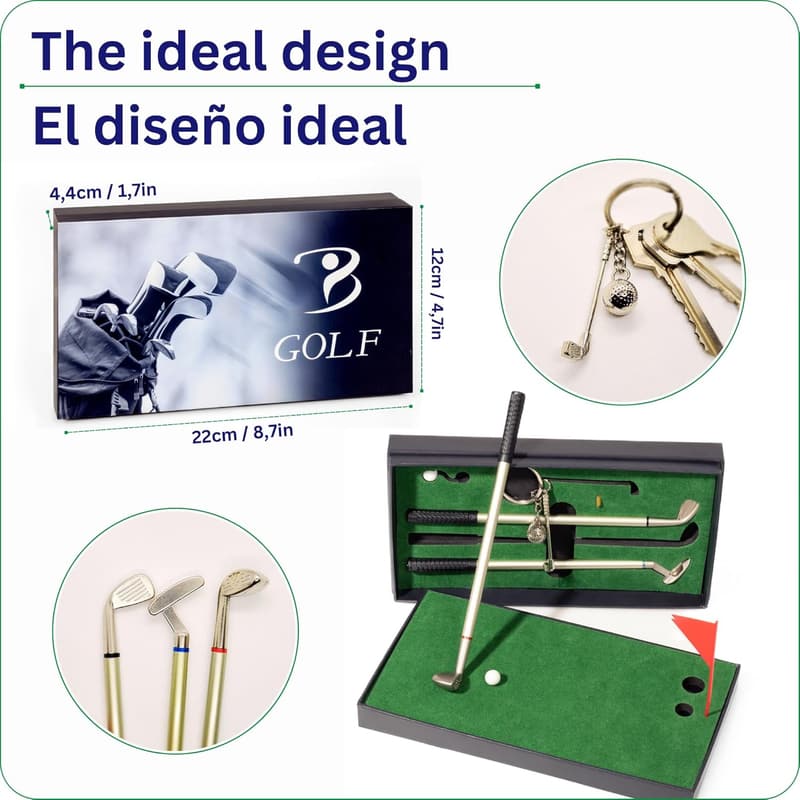 Golf Gift Set for Dad: Keychain, Pens & Desk Accessories