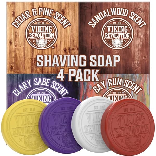Viking Revolution Shaving Soap - 4 Pack for Men, 2.5oz Each