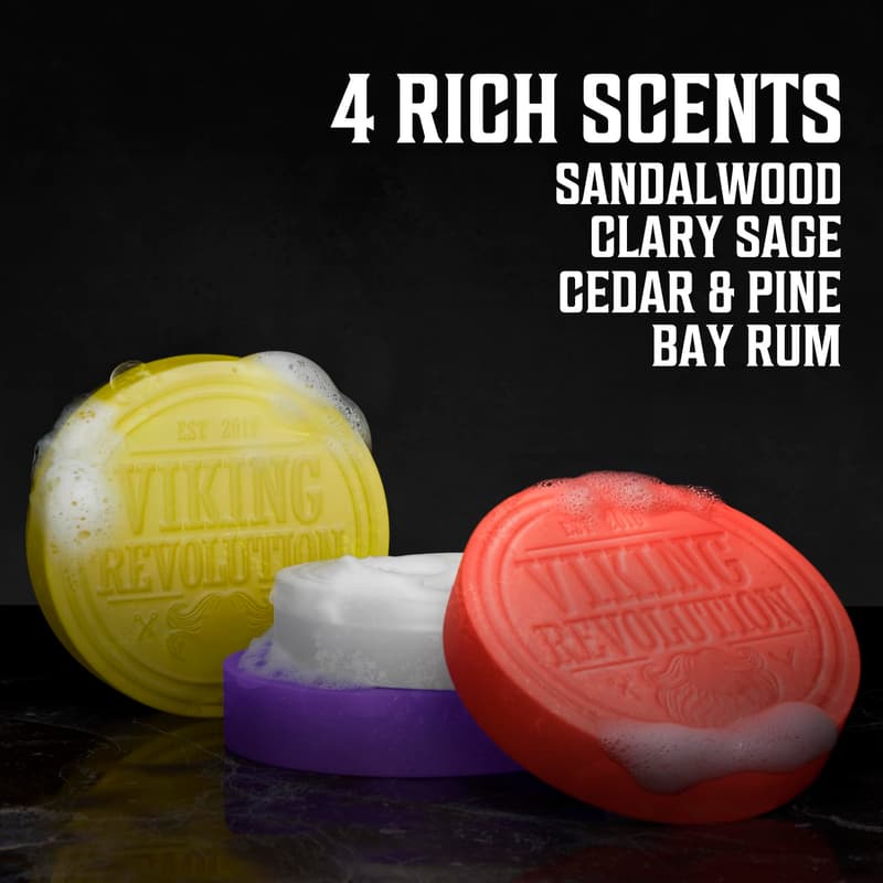 Viking Revolution Shaving Soap - 4 Pack for Men, 2.5oz Each