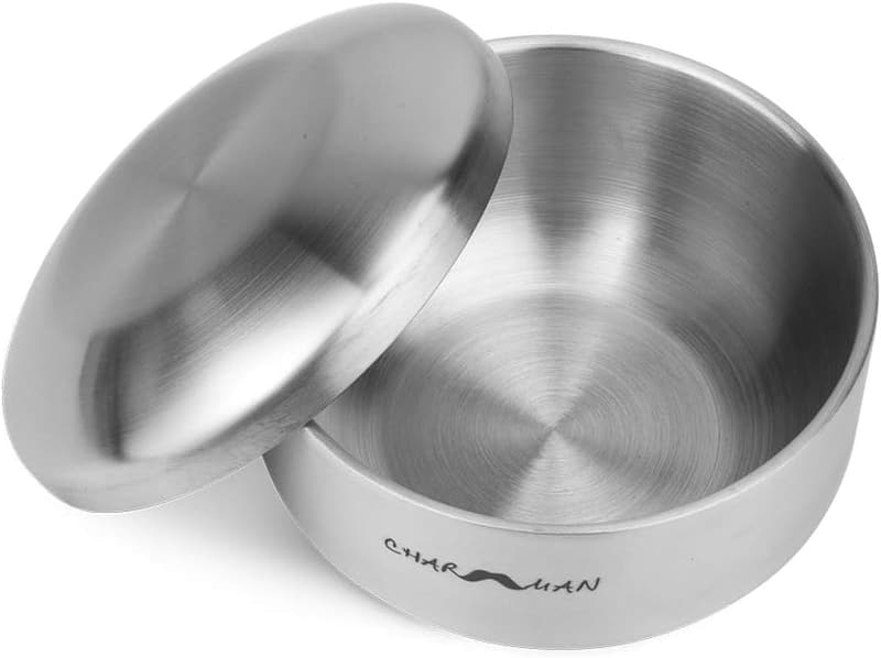 Heavyweight Stainless Steel Shaving Bowl with Lid