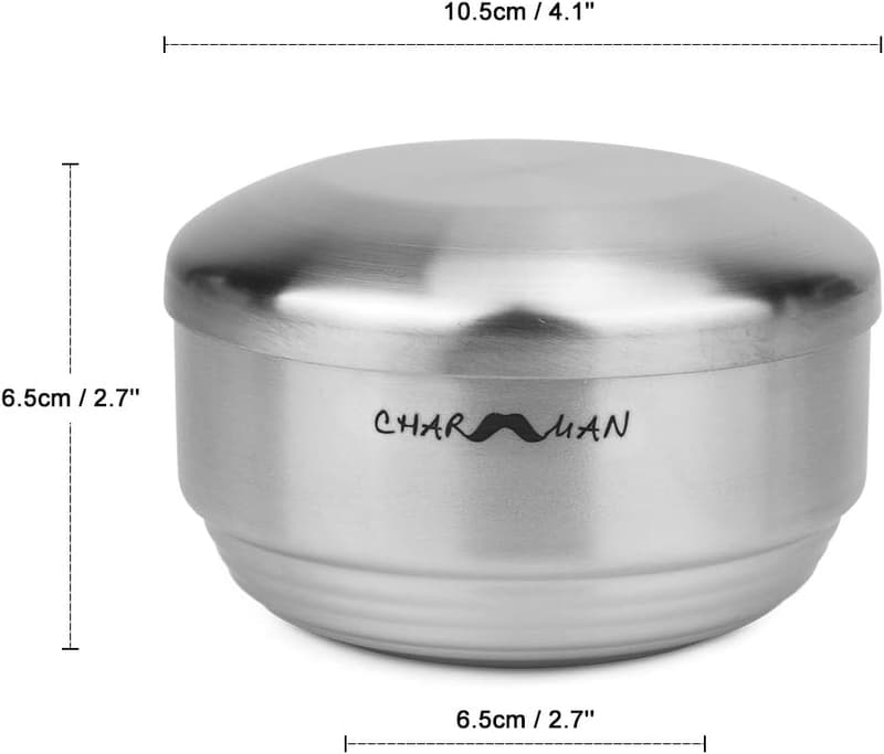 Heavyweight Stainless Steel Shaving Bowl with Lid