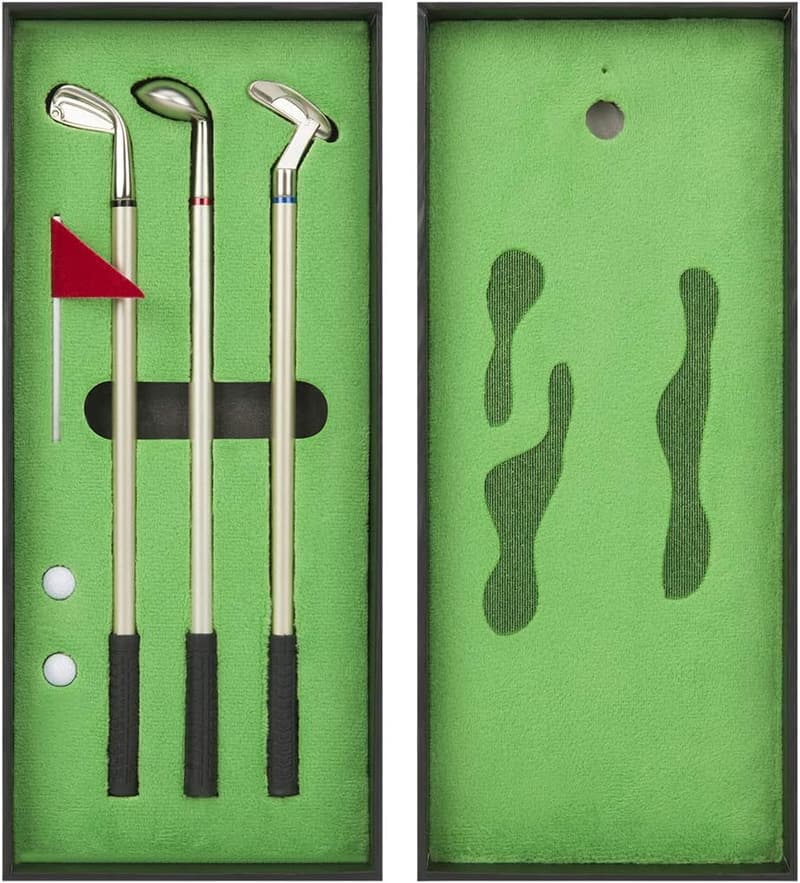 Golf Gift Set: Mini Desktop Pen with Putting Green & Clubs