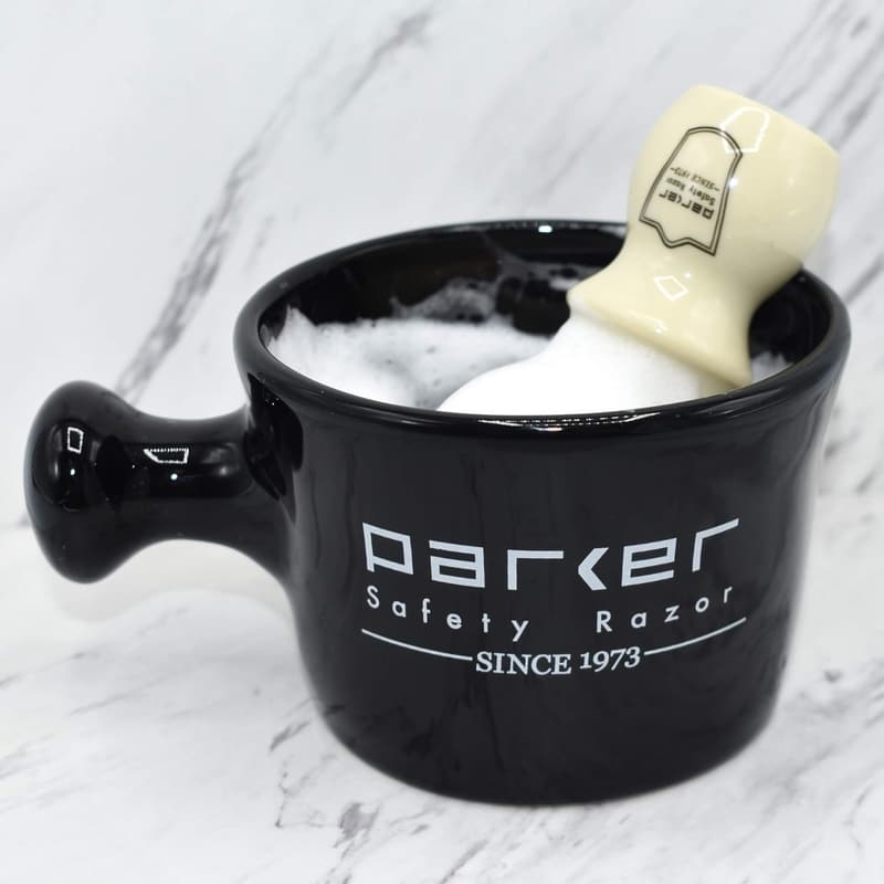 Handmade Black Stoneware Shaving Mug for Lathering Creams