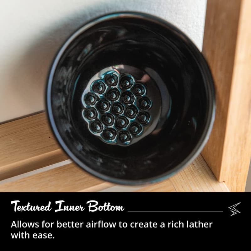 Textured Ceramic Shaving Bowl for Rich Lather (Black)