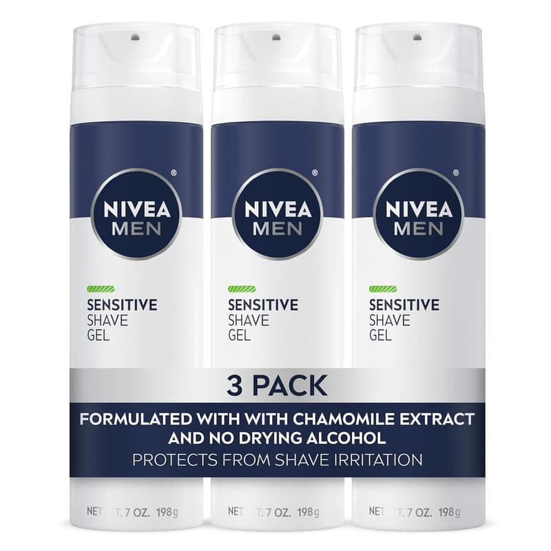 NIVEA MEN Sensitive Shave Gel with Vitamin E & Chamomile - 3 Pack