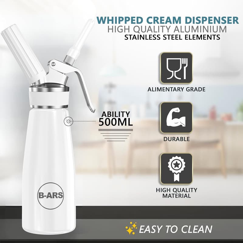 Professional Aluminum Whipped Cream Dispenser - 500ml