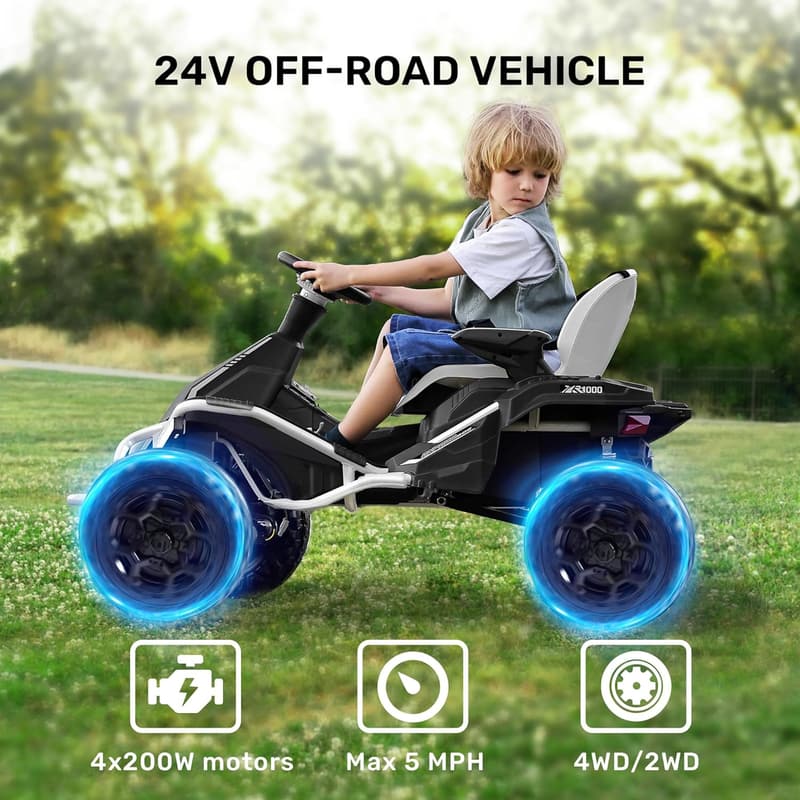 Kids 4x4 Ride-On Car with Remote and Adjustable Seat, White