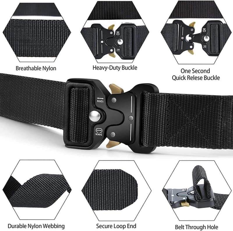 Men's Tactical Belt - Military Style with Heavy-Duty Quick Release Buckle
