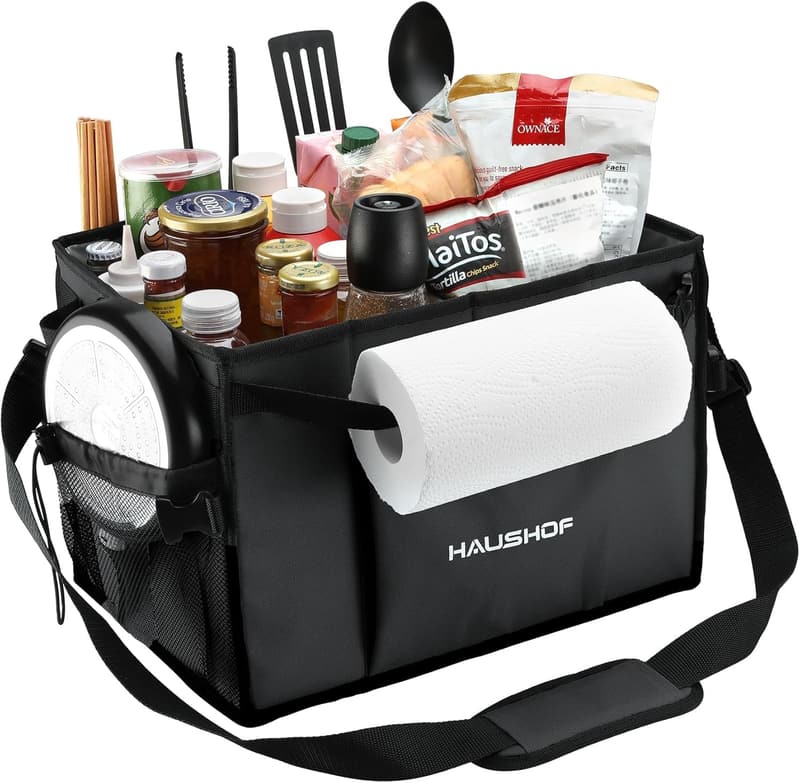 Outdoor BBQ Organizer - Foldable Grill Caddy with Towel Holder