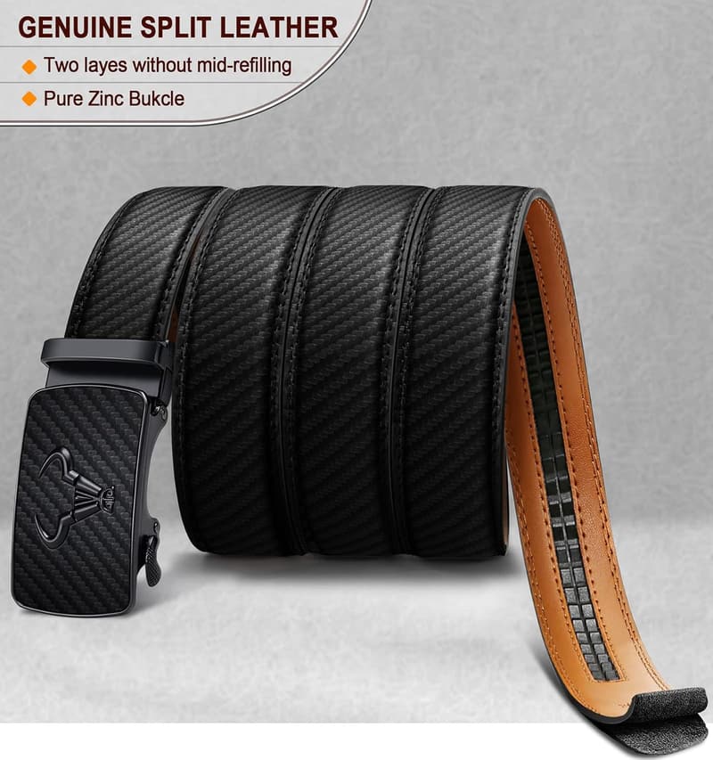 Genuine Leather Ratchet Belt for Men - Custom Size Gift