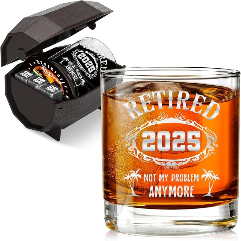 Retirement Whiskey Glass Set for Men - 2025 Farewell Gift