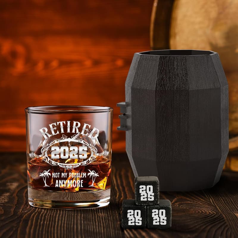 Retirement Whiskey Glass Set for Men - 2025 Farewell Gift