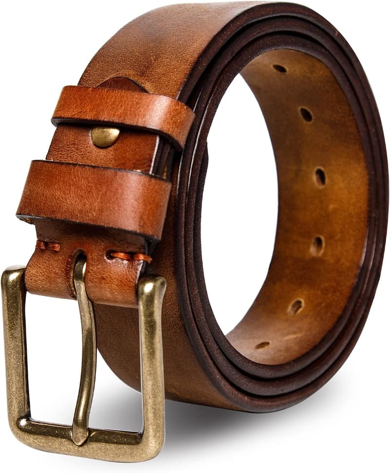 Heavy-Duty Full Grain Leather Work Belt for Men