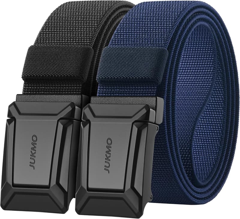 Men's Tactical Stretch Belts - 2 Pack, Quick Release Nylon Web