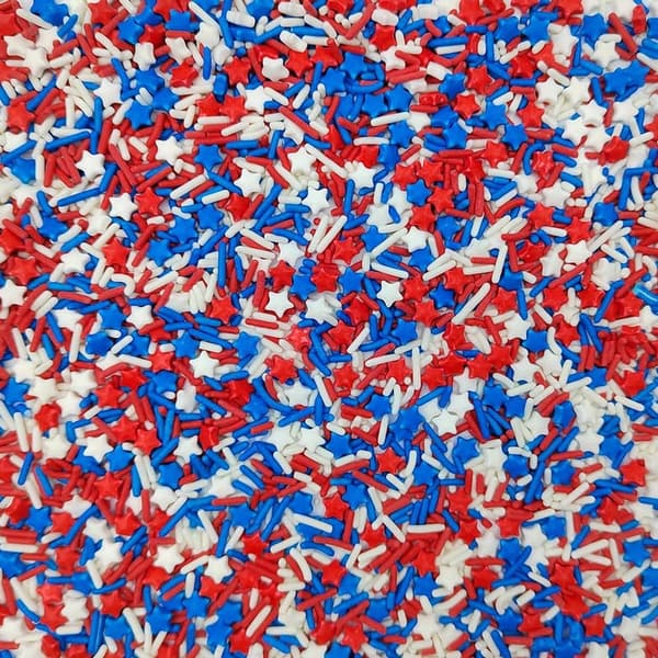 Fourth of July Edible Patriotic Sprinkles - Red, White & Blue Stars