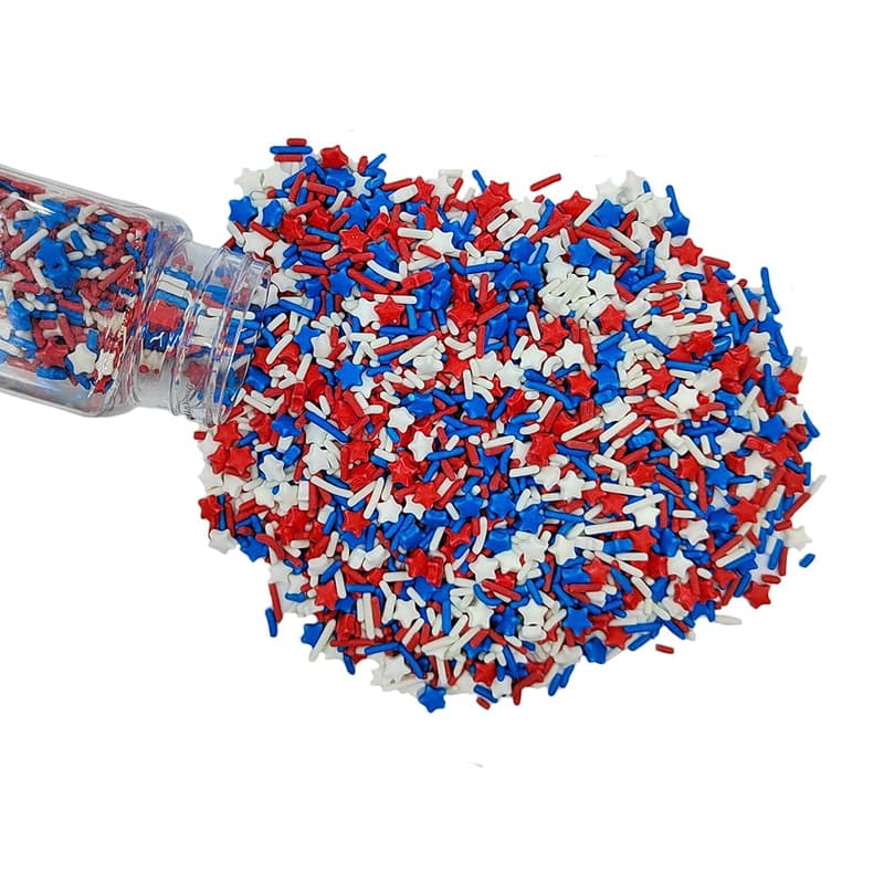 Fourth of July Edible Patriotic Sprinkles - Red, White & Blue Stars