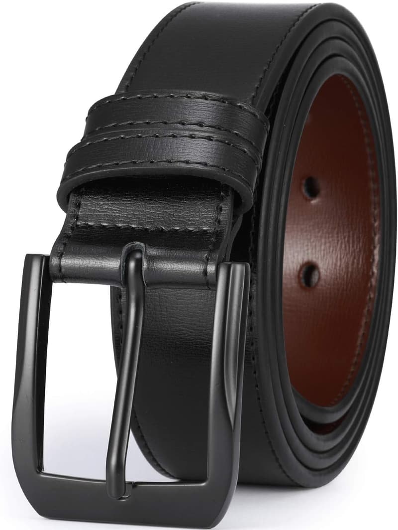 Men's Casual Leather Belt with Alloy Buckle - 1.5