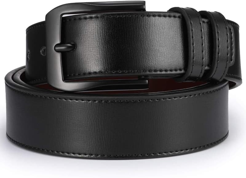 Men's Casual Leather Belt with Alloy Buckle - 1.5