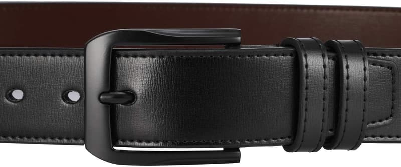 Men's Casual Leather Belt with Alloy Buckle - 1.5