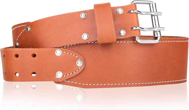Heavy Oiled Leather Work Belt - 32-46 Inch, Brown