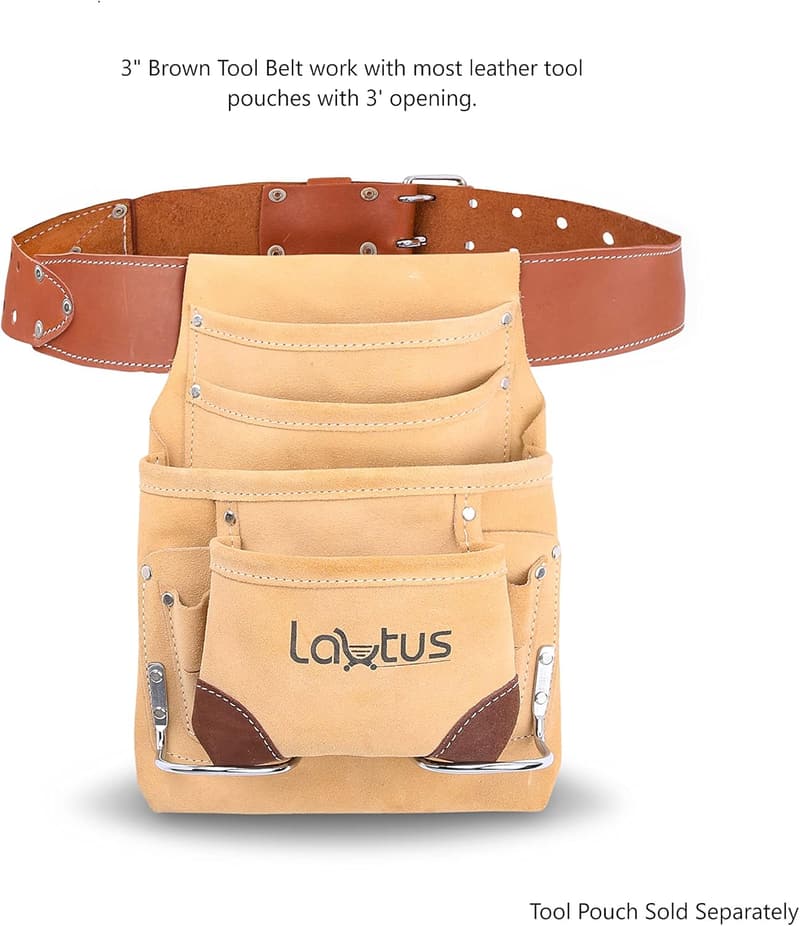 Heavy Oiled Leather Work Belt - 32-46 Inch, Brown