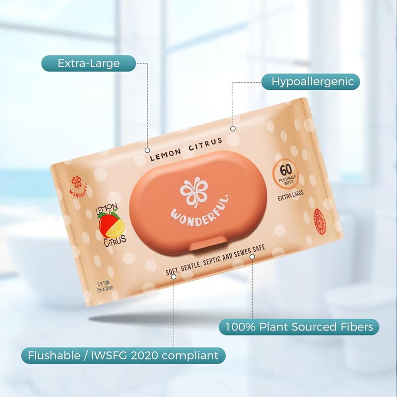 On-The-Go Flushable Wipes - Unscented Adult Wet Wipes with Aloe