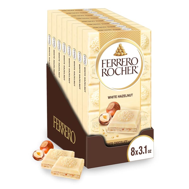 White Chocolate Hazelnut Chocolate Bars - 8 Pack