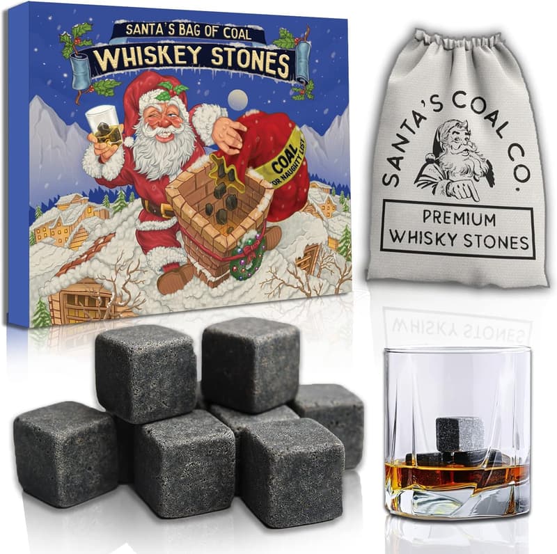 Naughty List Whiskey Stones Gift Set for Men - Bourbon Bar Gadget
