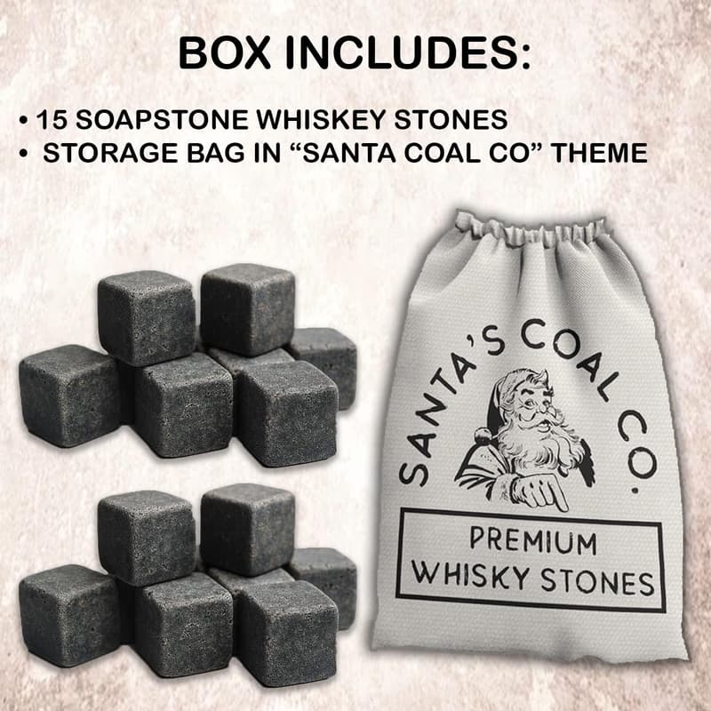 Naughty List Whiskey Stones Gift Set for Men - Bourbon Bar Gadget