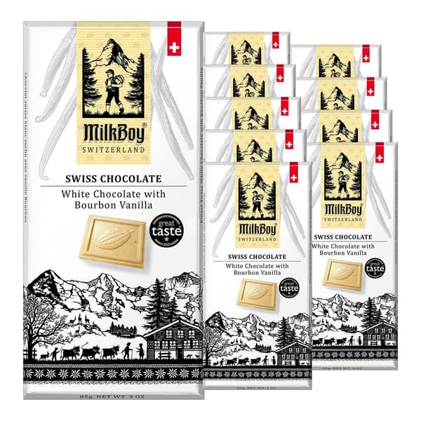 Gourmet Bourbon Vanilla White Chocolate Bars - Gluten Free, 10 Pack