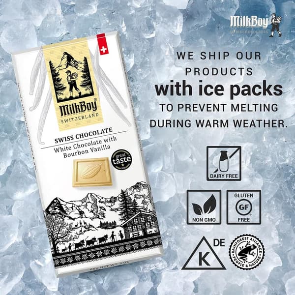 Gourmet Bourbon Vanilla White Chocolate Bars - Gluten Free, 10 Pack