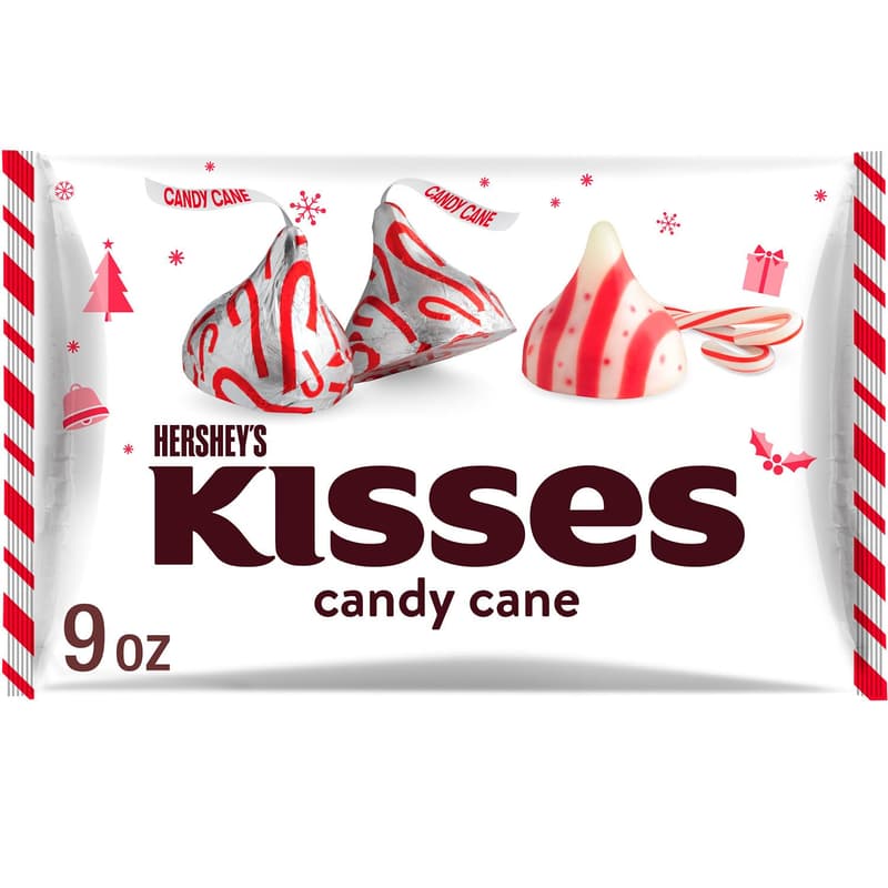 Christmas Stocking Stuffer: HERSHEY'S KISSES Candy Cane, 9 oz