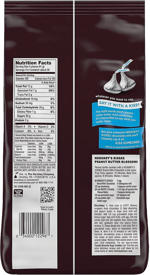 Hershey's Milk Chocolate Kisses, 56 oz. Bag